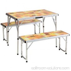 COLEMAN Pack-Away Portable Camping 4 Person Mosaic Picnic Table Set w/ Benches 552253075